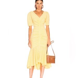 STAUD Yellow High Low Dress